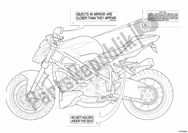 All parts for the Warning Labels of the Ducati Streetfighter S USA 1100 2012